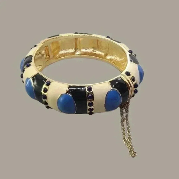J crew muilt colors black blue tan with a Gold-toned enamel bracelet VTG - Picture 4 of 15